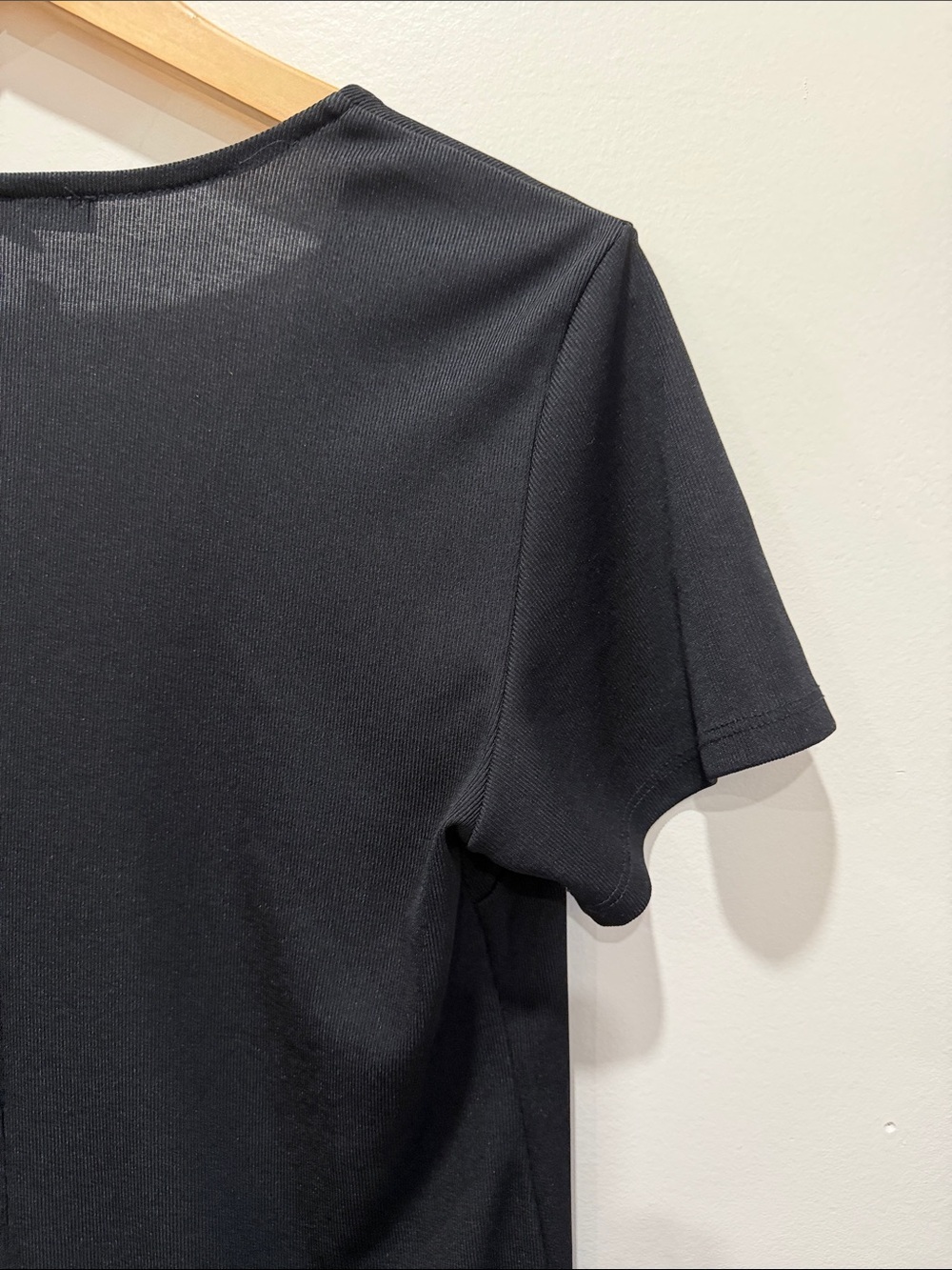 Dynamite Ribbed Black V-Neck Mini Dress - Picture 7 of 10